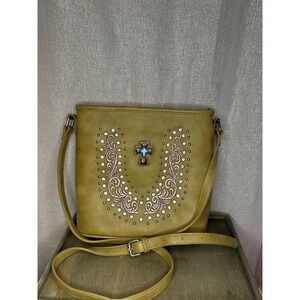 Crossbody Bag‎ Western Style Turquoise Cross Accent Small Purse Handbag